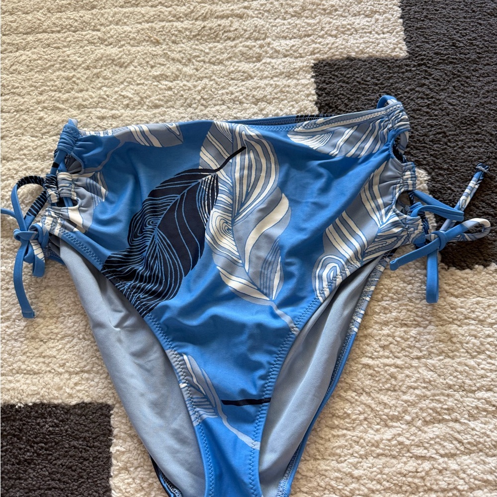 aerie Blue Leaf Print Bikini Bottoms